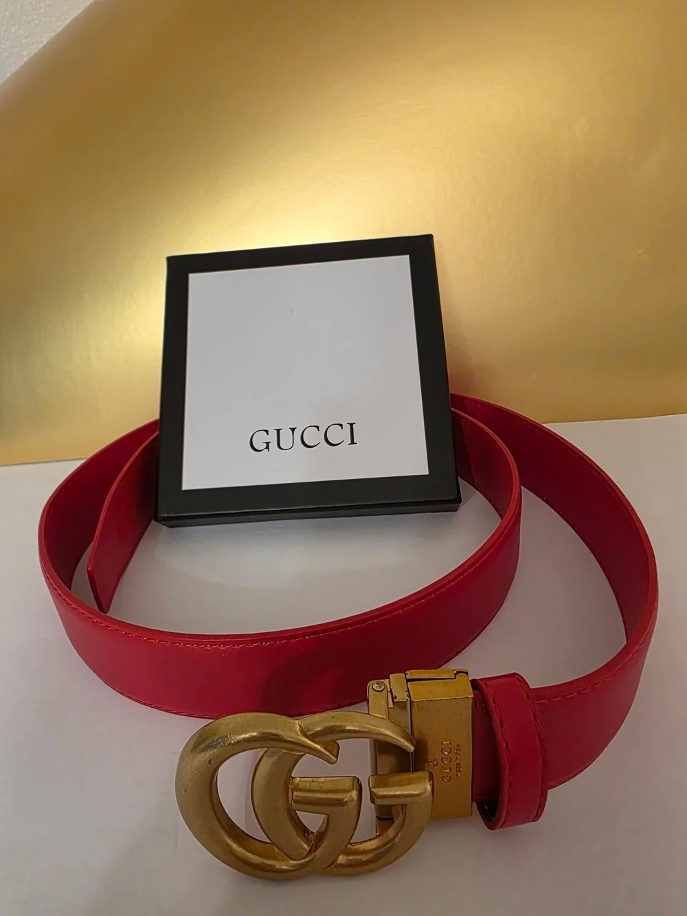 Authentic Gucci Red Leather Double G Belt BRAND NEW